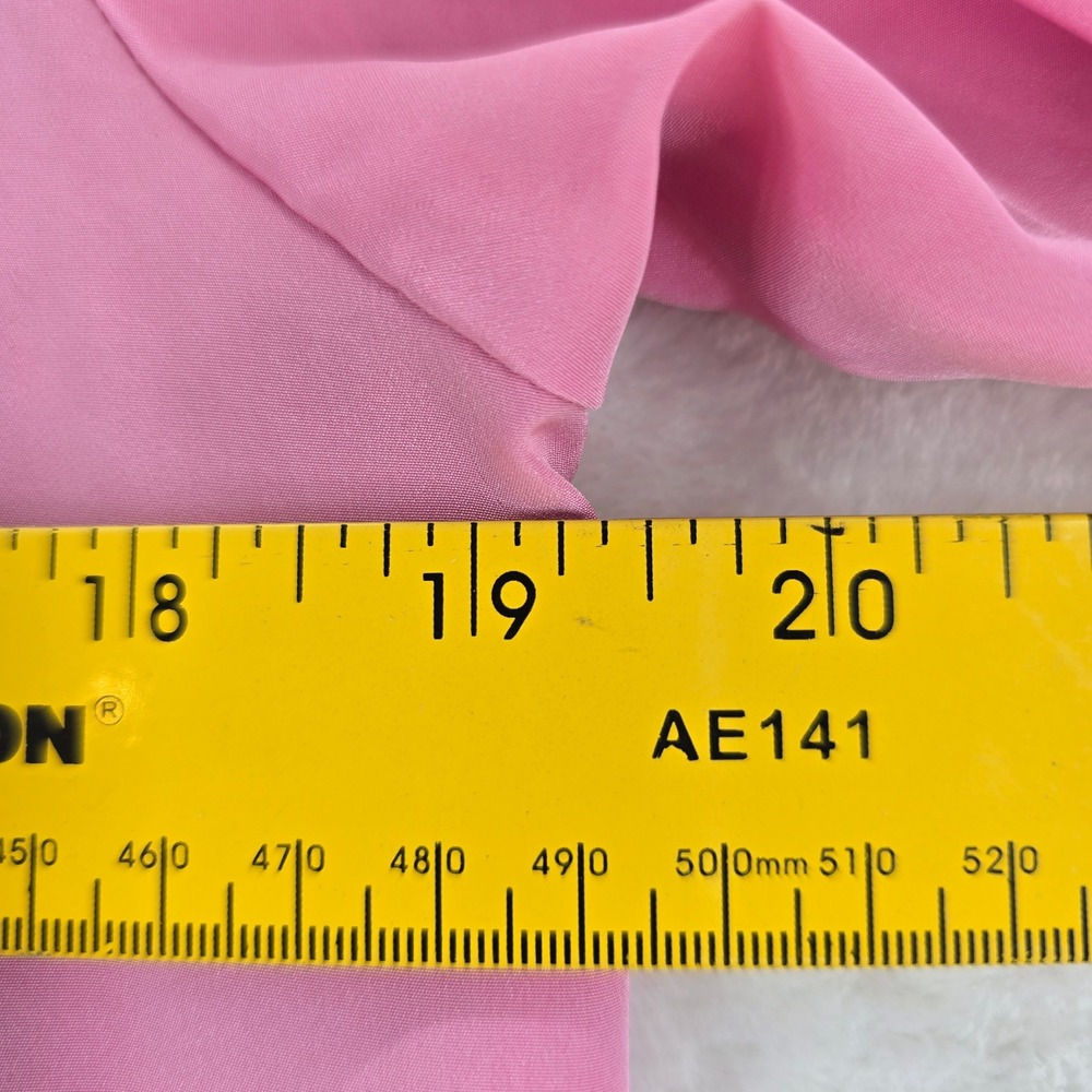 Evan Picone Blouse Womens 10 Button Front Pink Navy Blue Contrast Trim Pocket - Picture 3 of 6